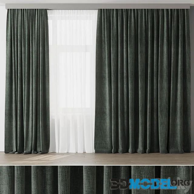 Curtain with rod 003 green curtain HBH