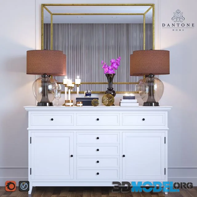 Dantone Home chest of drawer with Table lamp John Richard JRL-8619