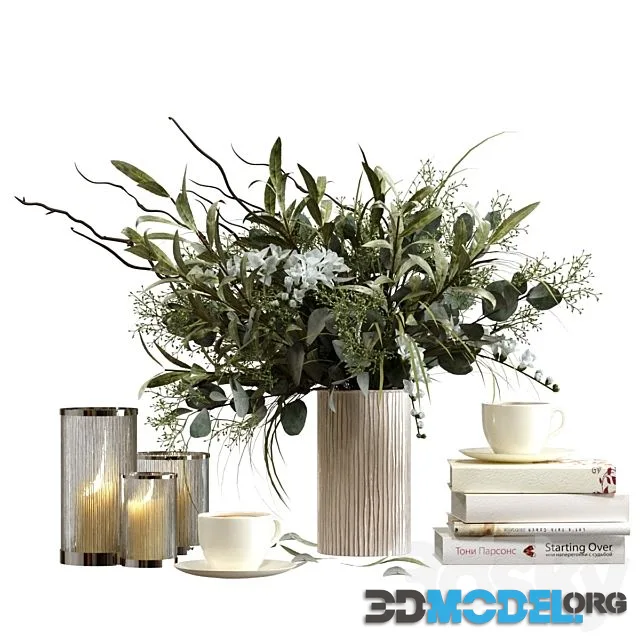 Decorative Set with Candles and Coffee