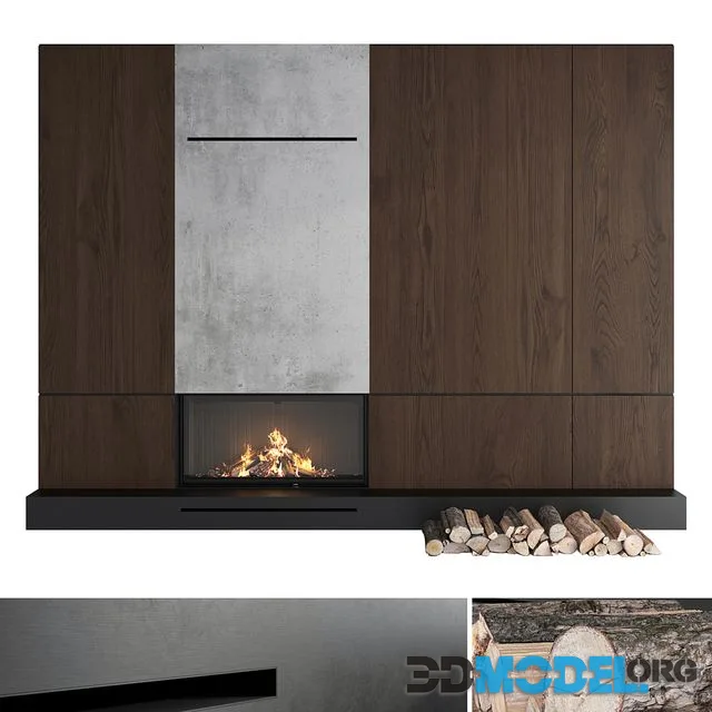 Decorative wall with fireplace set 18