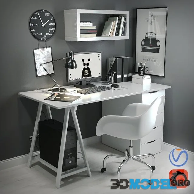 Desk in the Scandinavian style