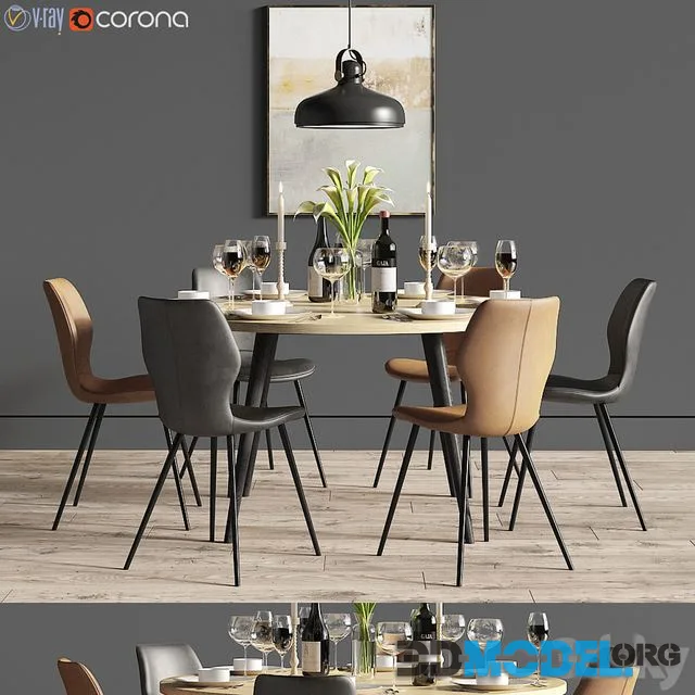 Dinning Set 27 (Chair Rowico, Vienna table, Le Klint Carronade Lamp)