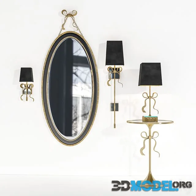 Ellery Gros-Grain set of sconces, mirror and table