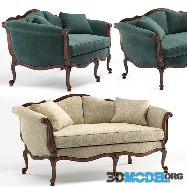 Evette Settee sofa by Ethan Allen