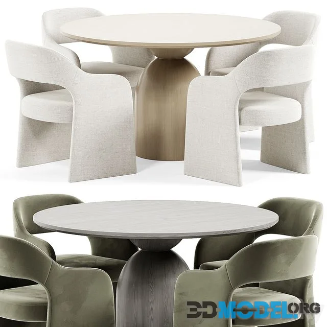 Fintan Boucle Dining Chair, Round Dining Table