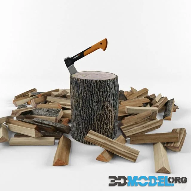 FISKARS X7 Axe and firewood