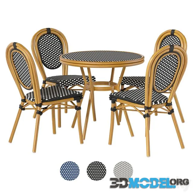 French-style furniture set for outdoor cafe garden patio