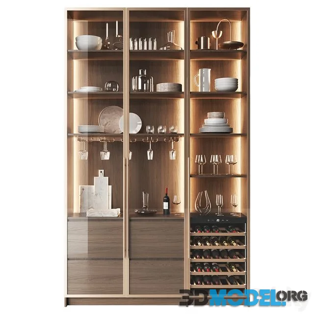 Glass cabinet with wine cooler 2