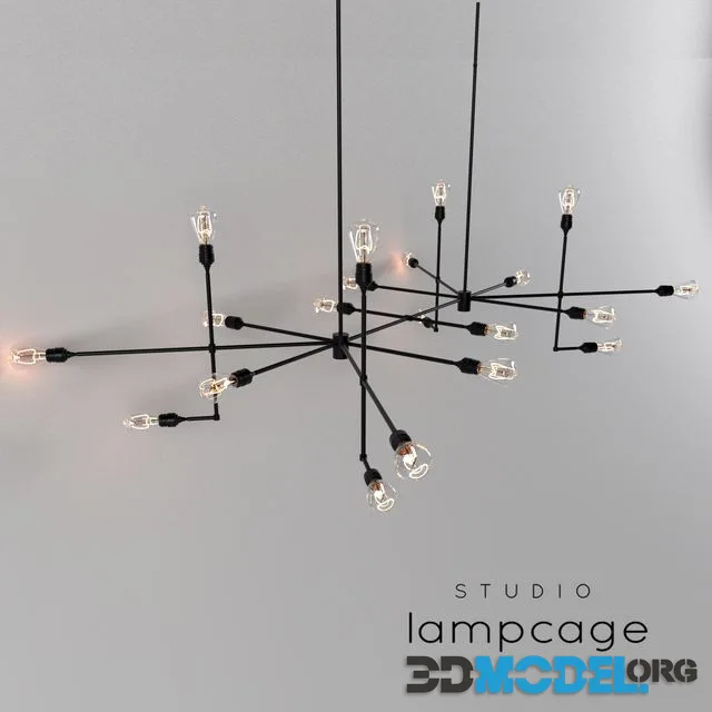 Industrial bar by Lamp Cage Chandelier black v2