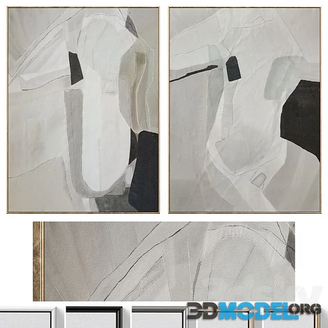 Large Mid Century Abstract Neutral Wall Art C 864