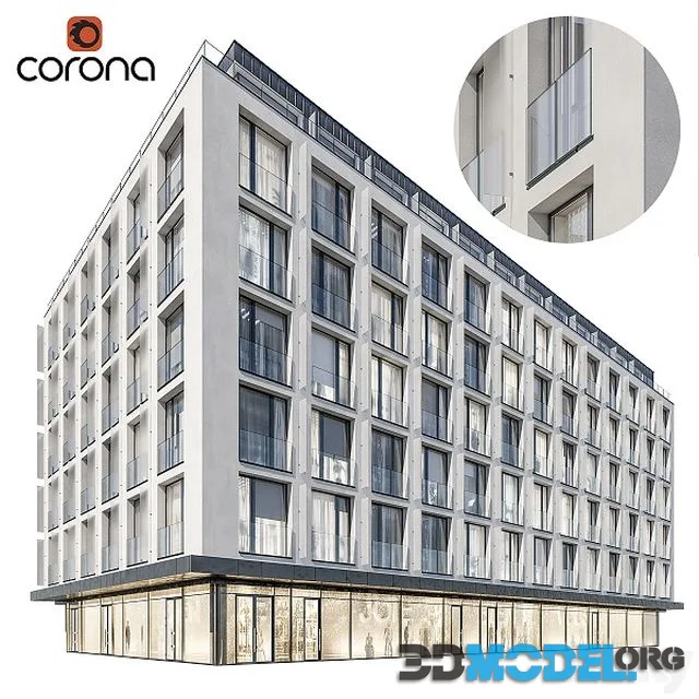 Modern residential building 05 night