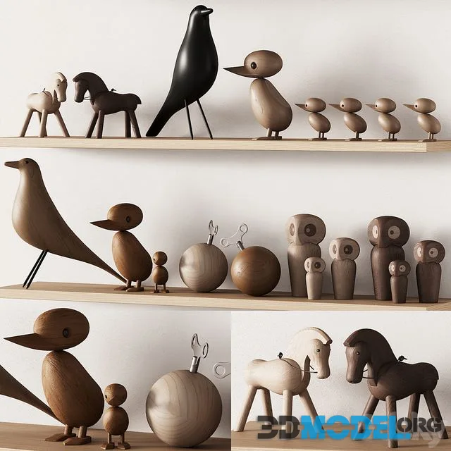 Nursery decoration 01 decorative wooden toys set 01