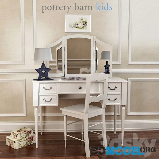 Pottery Barn, Blythe Desk And Mirror Vanity Hutch