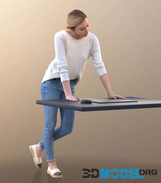 Ramona's girl is standing near the desktop (3D-Scan)