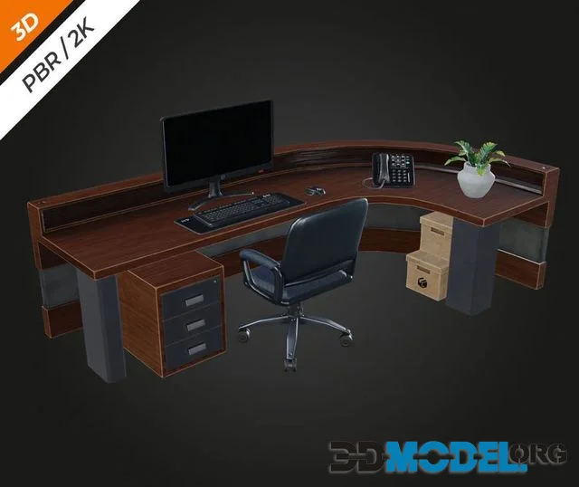 Receptionist Desk Low-poly (PBR)