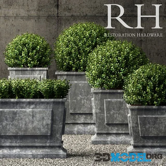 Restoration Hardware estate zinc paneled planters