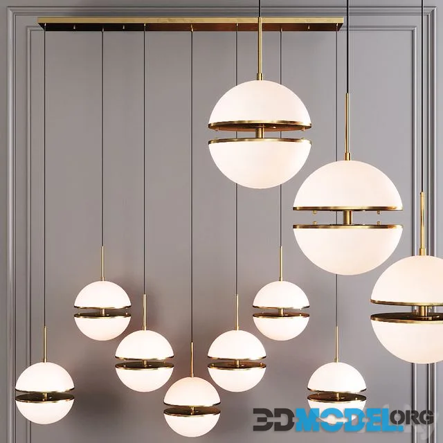 Restoration Hardware HEMISPHERE 7-LIGHT LINEAR CHANDELIER Brass