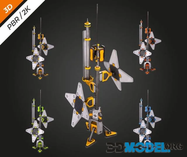 SCI-FI Antenna Low-poly (PBR)