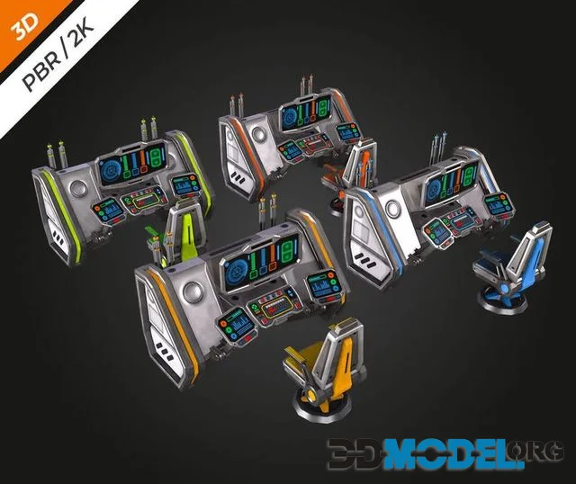 SCI-FI Console Low-poly (PBR)