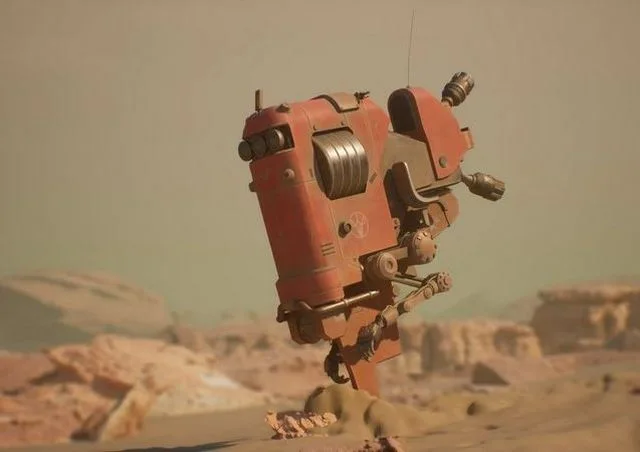 Sci-fi flying industrial mech bike Low-poly (PBR)