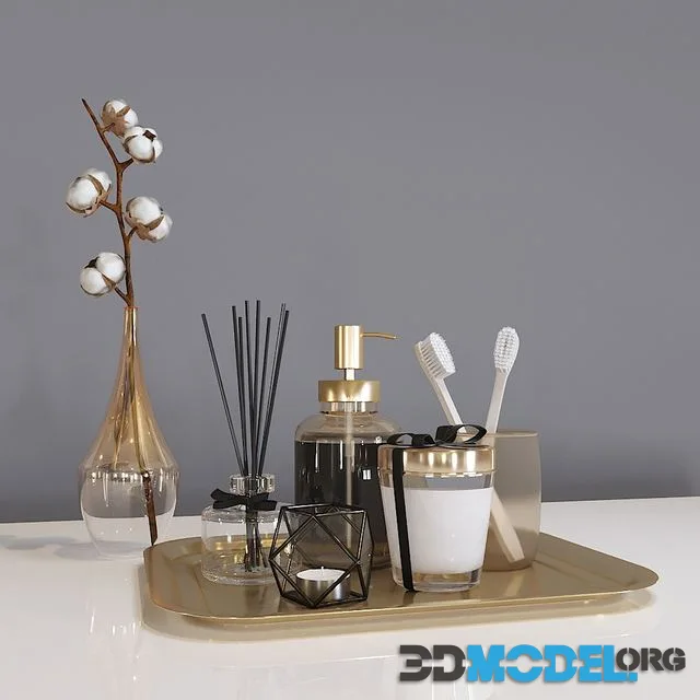 Set of accessories and decor for the bathroom