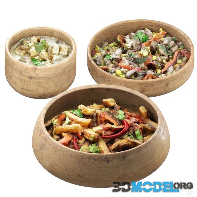 Set of dishes (several ready meals)