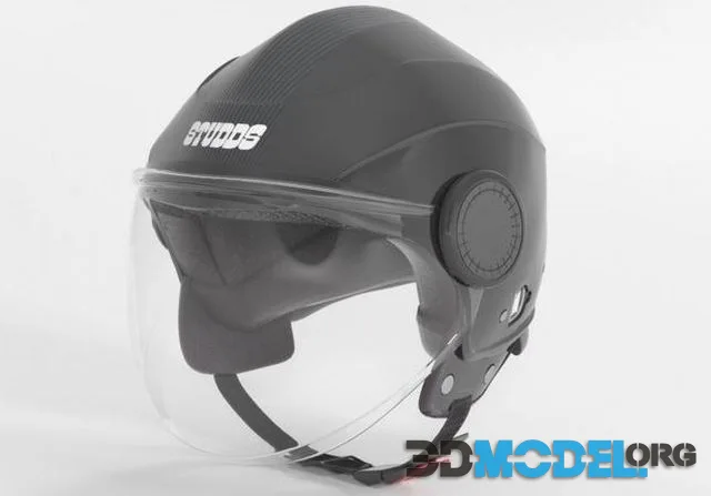 Studds Urban Black with Black Strip Open Face Helmet Low-poly (PBR)