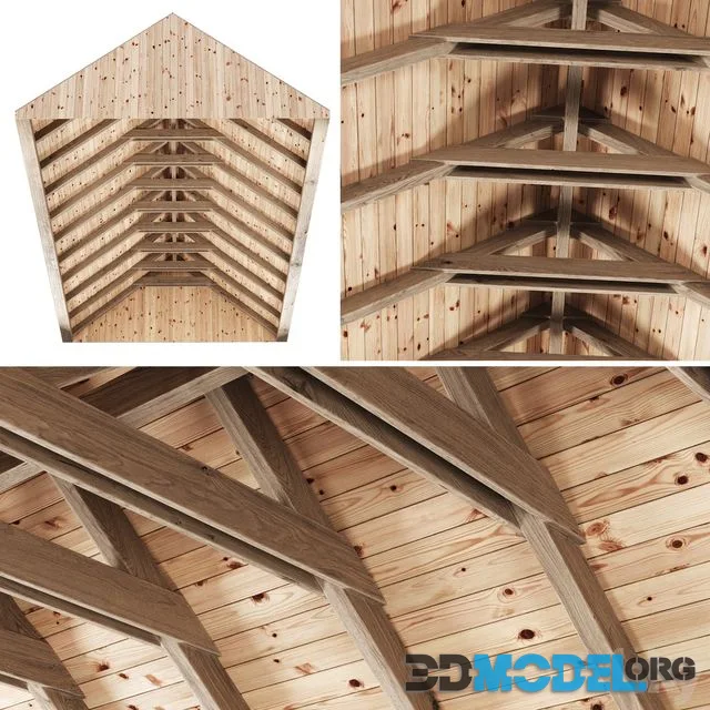 Wooden Ceiling V11 Wooden Ceiling with Beams