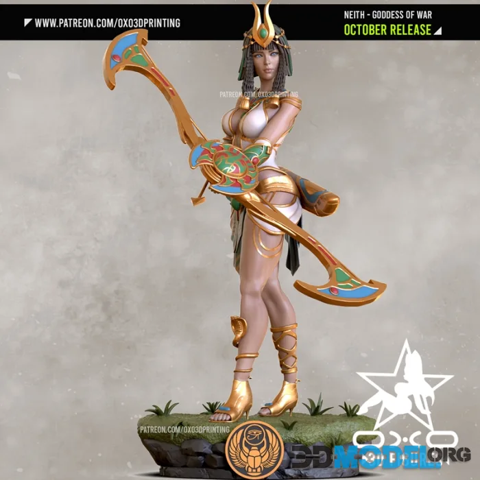 OXO3D Figures - Neith Egyptian Goddess – Printable