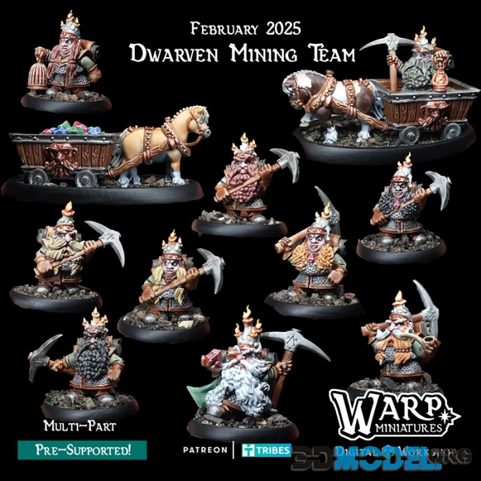 Warp Miniatures - Dwarven Mining Team Pack – Printable
