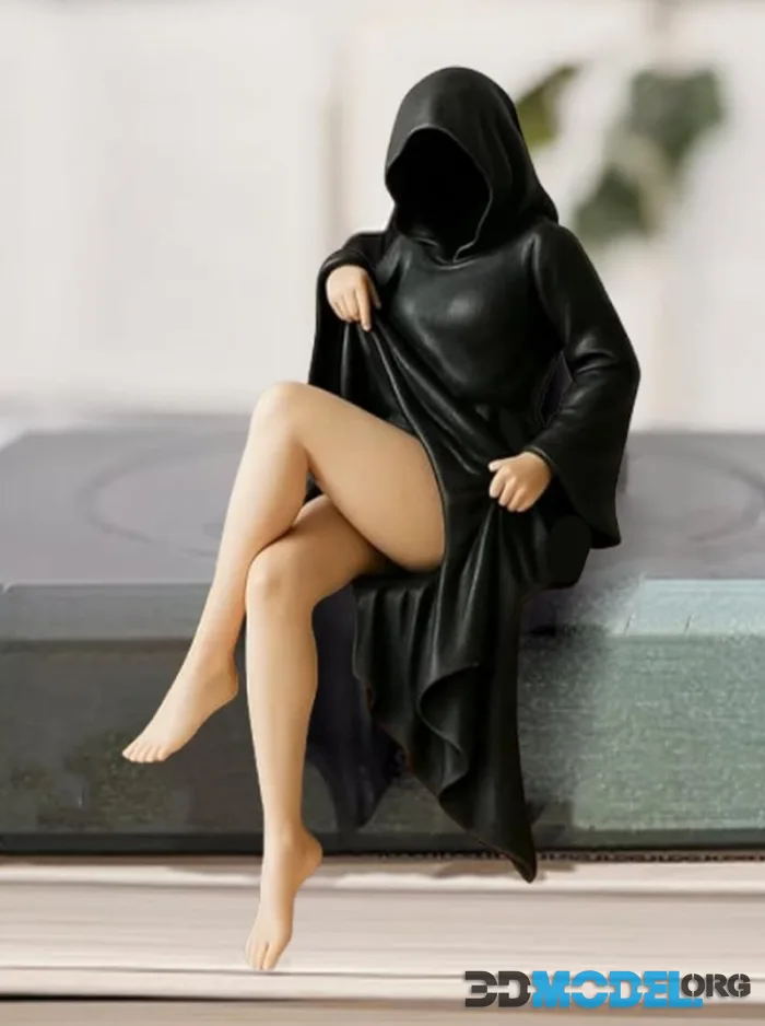 Gothic figure of a seated ghostly woman – Printable