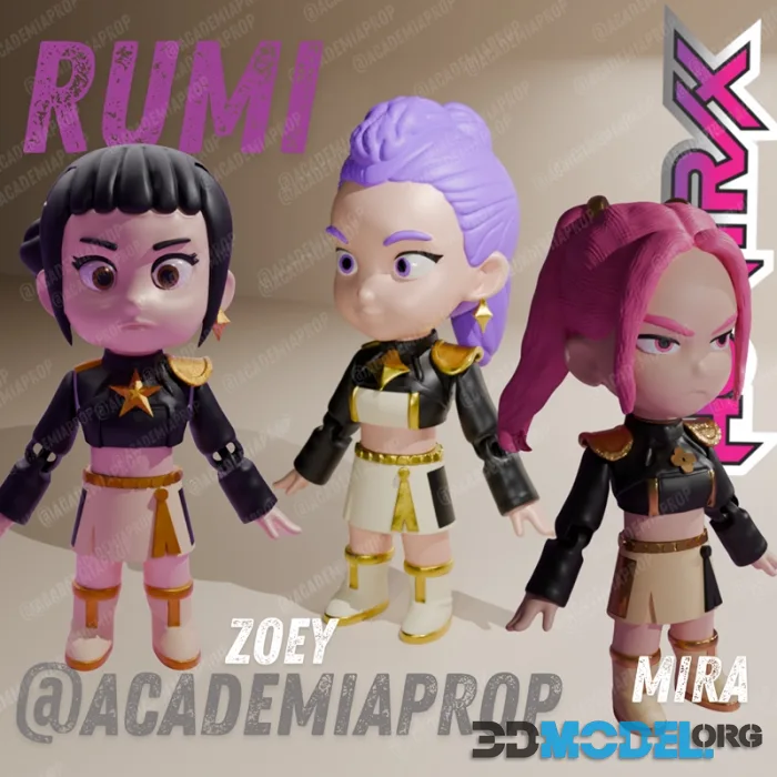 Academia-Prop - Huntrix Pack x3 - Rumi - Zoe - Rumi Multicolor – Printable