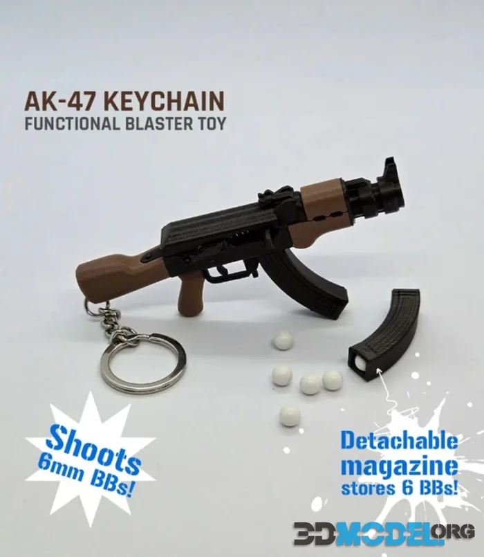 AK-47 Keychain Functional Blaster Toy – Printable