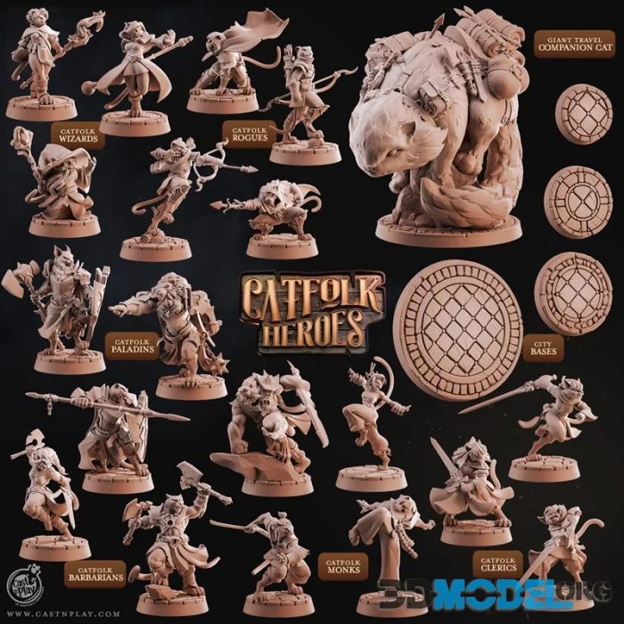 Cast n Play - Catfolk Heroes Set August 2025 – Printable