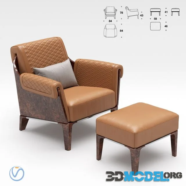 Bentley Home Sherwood ottoman with Armchair