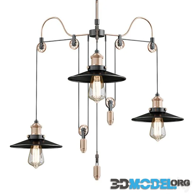 Black 3 Heads Pendant Light
