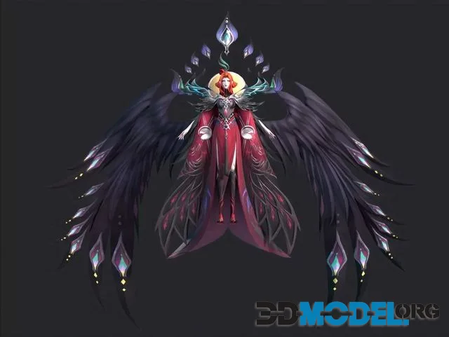 Black Phoenix Queen Low-poly (PBR)