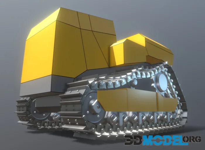 Bulldozer Undercarriage (Wip 3) Animated (PBR)