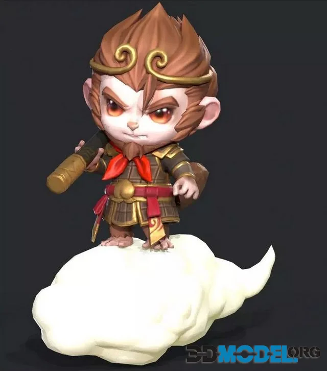 Cartoon version of Sun Wukong Low-poly (PBR)