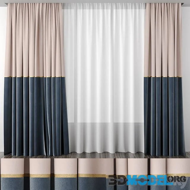 Curtains baked milk and gray-blue 50-50