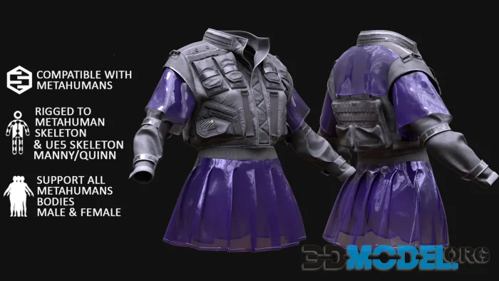 Cyber Jacket 20 - All MH Bodies & UE5 Skeletons - Rigged