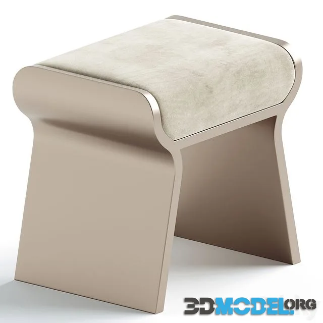 Dandy Stool Upholstered in Cream Fur & Bronze-Patina Brass Details by Kifu Paris