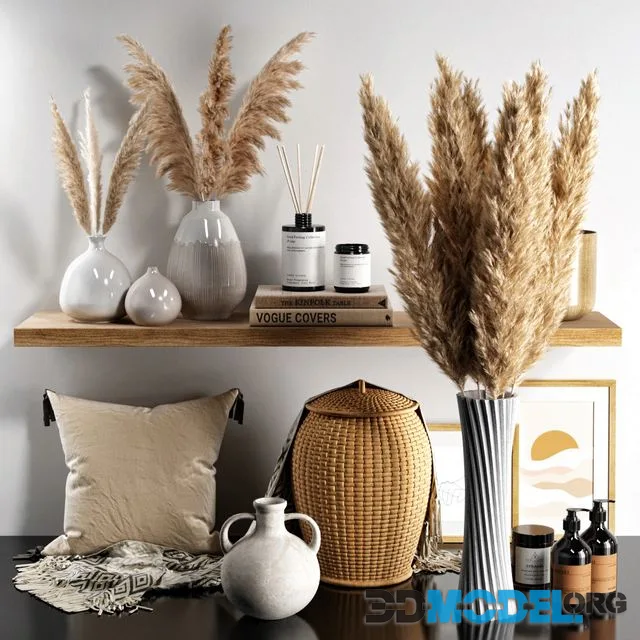 Decor set 11 with dried flowers and pillow