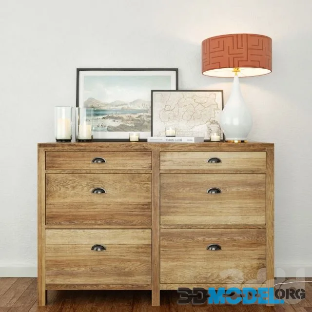 Decorative Set 02 with old chest of drawers