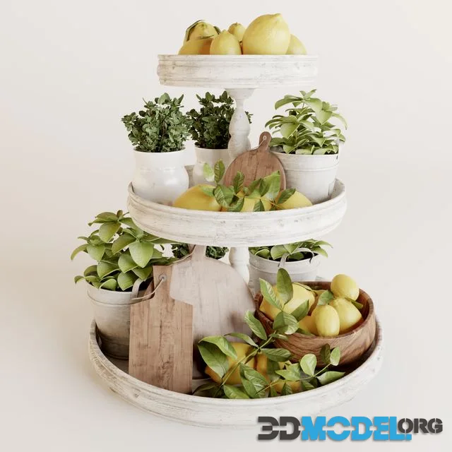 Decorative set with mini-greens and lemons