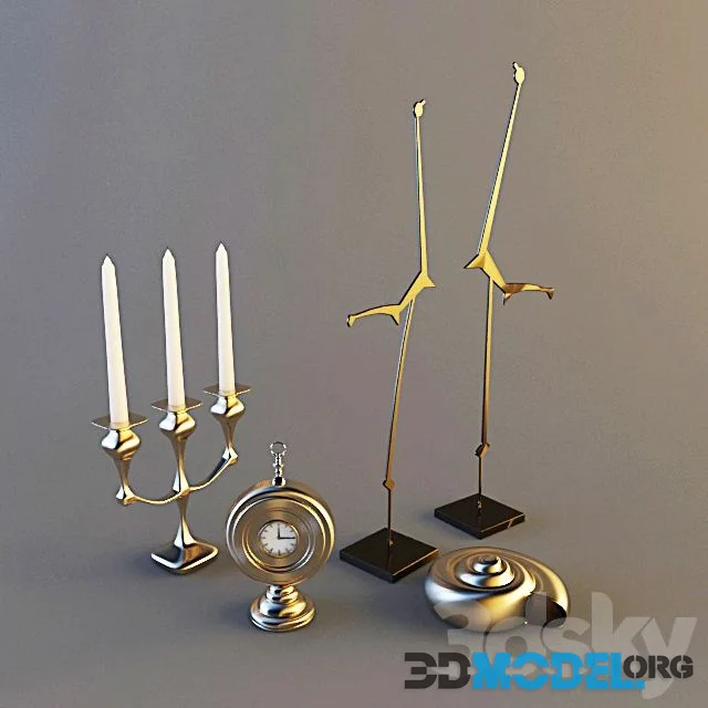 Decorative set with watch and candles