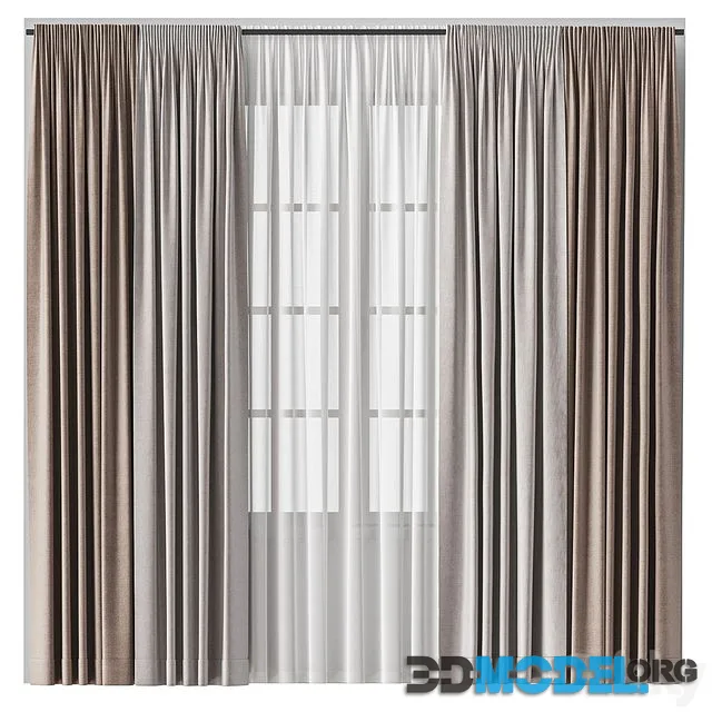 Double curtains and tulle on curtain tape
