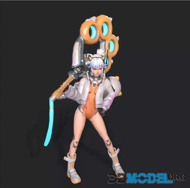 E-sports girl Low-poly (PBR)