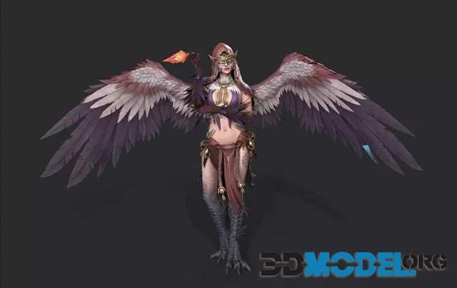 Eagle Woman Low-poly (PBR)