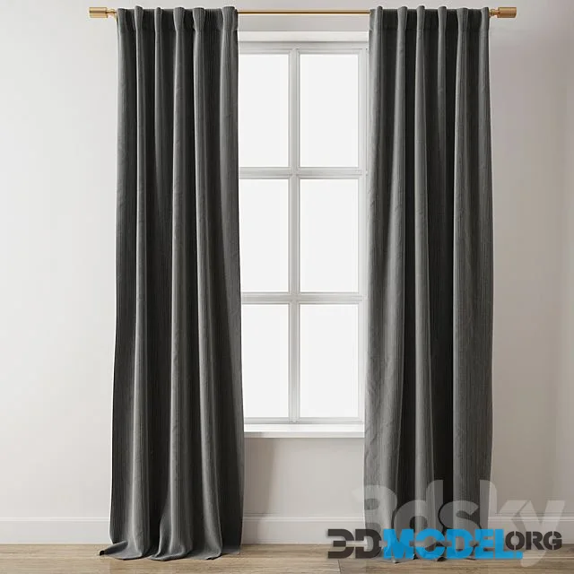European Flax Linen Graduated Stripe Curtain